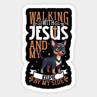 Jesus and dog - Australian Kelpie Sticker